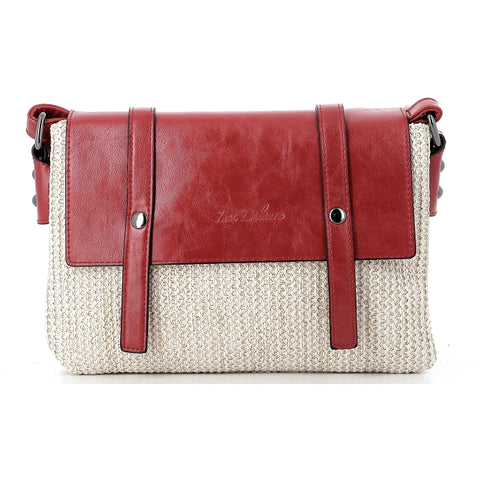 Sac à main éco-luxe en cuir et toile - Sac à main rouge ou bleu pour femme, durable et élégant