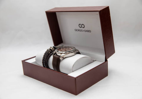 Montre GIORGIO & DARIO avec bracelets en cuir – Élégance intemporelle pour homme