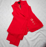 Ensemble Tailleur Femme Sans Manches – Rouge Élégant – Taille 42