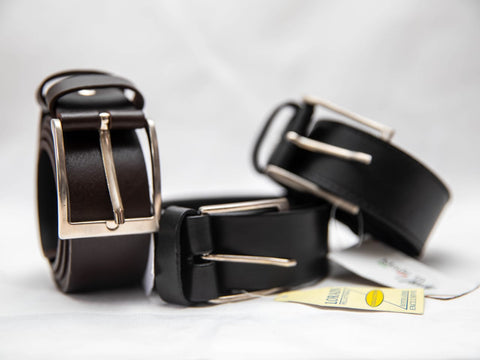 Ceinture Noire en Cuir de Vachette – Fabriquée en Italie